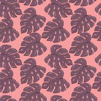 Nahtloser Hintergrund mit tropischen Pflanzen in rosa Farben. Monsterblätter. modischer Hintergrund. vektor