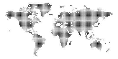 Weltkarte auf weißem Hintergrund. Weltkartenvorlage mit Kontinenten, Nord- und Südamerika, Europa und Asien, Afrika und Australien vektor