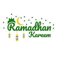 ramadhan kareem gruß mit handbeschriftung kalligrafie und illustration. vektor