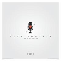 enkel stjärnmikrofon för podcast-radioinspelning logotypdesign logotyp premium elegant mall vektor eps 10