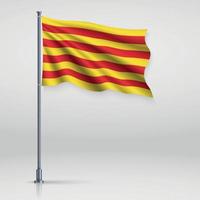 viftande Kataloniens flagga på vit bakgrund vektor