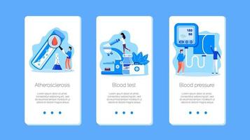 högt kolesterol blodtryck och åderförkalkning koncept vektorillustration. små människor behandla sjuka artären. det är målsidan vektor