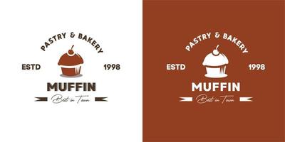 Abbildung Vektorgrafik Muffin Bäckerei Kuchen Vintage Logo von gut für Bäckerei Konditorei Konditorei Produktgeschäft