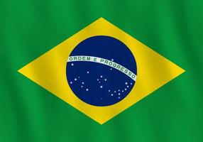 Brasilien-Flagge mit Weheffekt, offizielle Proportion. vektor