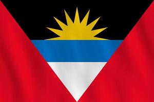 Antigua- und Barbuda-Flagge mit Weheffekt, offizielle Proportionen. vektor