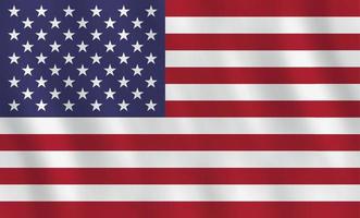 Usa-Flagge mit Welleneffekt, offizielle Proportion. vektor