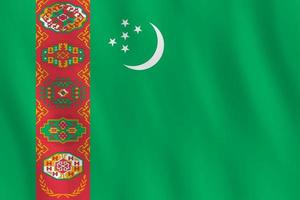 Turkmenistan-Flagge mit Weheffekt, offizielle Proportionen. vektor