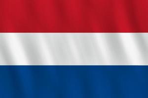 niederländische Flagge mit Weheffekt, offizielle Proportionen. vektor