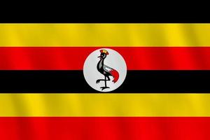 Uganda-Flagge mit Weheffekt, offizielle Proportionen. vektor