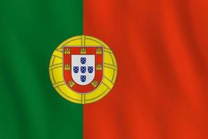 Portugals flagga med viftande effekt, officiell proportion. vektor