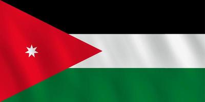jordanische Flagge mit Weheffekt, offizielle Proportionen. vektor