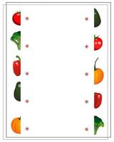 Puzzlespiel für Kinder, wähle die rechte Hälfte, Gemüse vektor