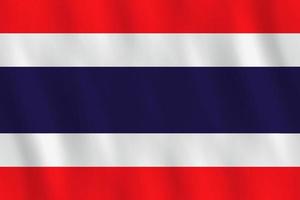 Thailand-Flagge mit Weheffekt, offizielle Proportion. vektor