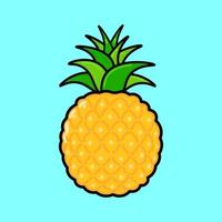 süßer lustiger ananascharakter. vektor hand gezeichnete karikatur kawaii charakter illustration symbol. isoliert auf blauem Hintergrund. Ananas-Charakter-Konzept