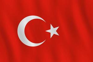 Türkei-Flagge mit Weheffekt, offizielle Proportionen. vektor