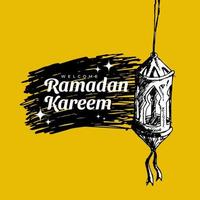 hand gezeichnete skizze ramadan kareem illustration vektor