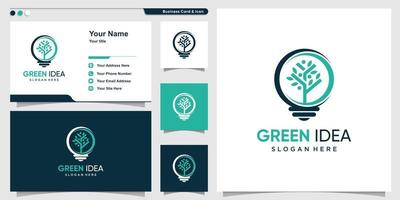 grön idé logotyp med modernt koncept och visitkort design premium vektor