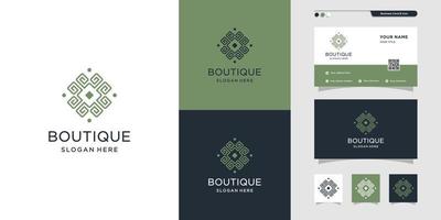 ausgezeichnetes Boutique-Logo und Visitenkarten-Design. Schönheit, Mode, Salon, Visitenkarte, Premium-Vektor vektor