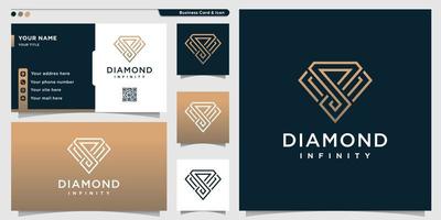 Diamant-Logo mit goldener Unendlichkeitslinie Kunststil und Visitenkarten-Design-Vorlage Premium-Vektor vektor