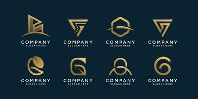 uppsättning logotyp samling med initial g, företag, konstruktion, natur, bro, teknologi, premium vektor