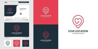 Love Location Logo und Visitenkarten-Design-Vorlage, Love, Location, Dating, Find, Map, Icon, Premium Vector