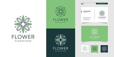 Blumenlogo und Visitenkartendesign. Schönheit, Mode, Salon-Premium-Vektor vektor