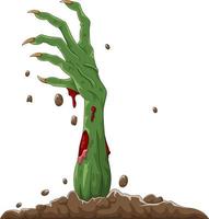 Cartoon-Halloween-Zombie-Hand aus dem Boden vektor