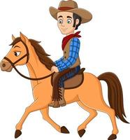 Cartoon-Cowboy, der auf einem Pferd reitet