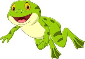 karikatur glücklicher grüner frosch springen