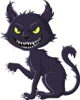 Cartoon unheimlich schwarze Katze isoliert auf weißem Hintergrund vektor