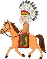 Cartoon-Indianer reiten auf einem Pferd