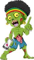 Cartoon-Zombie, der ein Telefon hält vektor