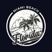 miami beach, florida state - vintage för designkläder, t-shirts med palmer och vågor. grafik för tryckta produkter, kläder. vektor illustration.