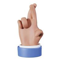 3d hand korsar fingrar gest. vektor realistisk affärsman palm gest emoji. clipart isolerad på vit bakgrund. eps 10.