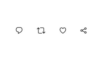 svara, retweeta, gilla och dela. ikonuppsättning av element i sociala medier. vektor