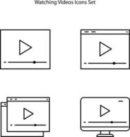 tittar på en video ikoner som isolerad på vit bakgrund. videoikon trendigt och modernt, symbol för logotyp, webb, app, ui. vektor