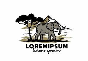 große elefantenillustrationszeichnung mit lorem ipsum-text vektor