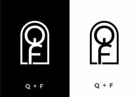 Schwarz-Weiß-Farbe des Anfangsbuchstabens qf vektor
