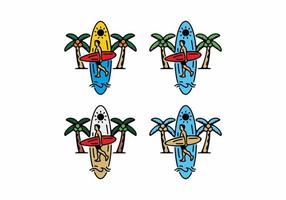 färgglad surfare linjekonst badge illustration vektor