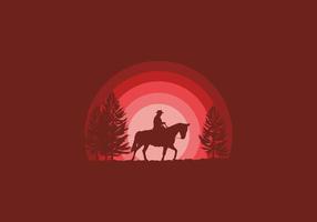 cowboy med häst siluett vektor