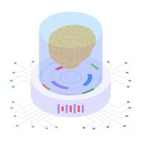 artificiell intelligens i isometrisk stilikon, redigerbar vektor