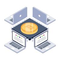 ein isometrisches Icon-Design für Bitcoin-Server vektor