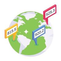 global affärschatt isometrisk stilikon, redigerbar vektor