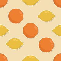 sömlös citron och apelsin tecknade klistermärkemönster vektor