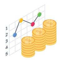 ein isometrisches Icon-Design für Gewinnsteigerungsdiagramme vektor