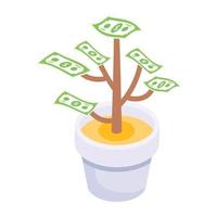 Dollar-Pflanzen-Icon-Design, trendige Ikone des Unternehmenswachstums vektor