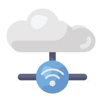 moln nätverk vektor stil, moln med wifi signaler