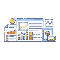 affärsdataanalys platt stilillustration, grafisk representation vektor