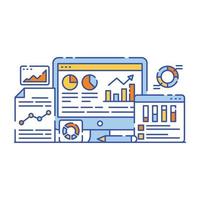 flache artillustration der geschäftsdatenanalyse, grafische darstellung vektor