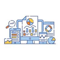 affärsdataanalys platt stilillustration, grafisk representation vektor